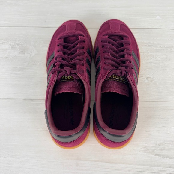 NEW Adidas Handball Spezial Sneakers Men Size 6.5 Womens 8 Burgundy Suede Black - Picture 7 of 13